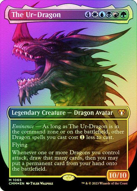 The Ur-Dragon (Borderless) (Textured Foil)\nCommander Masters - Alternate Foil\nSingle\nMagic The Gathering