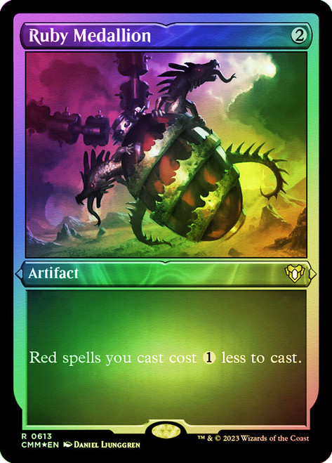 Ruby Medallion (Foil Etched)\nCommander Masters - Alternate Foil\nSingle\nMagic The Gathering