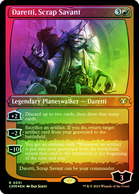 Daretti, Scrap Savant (Foil Etched)\nCommander Masters - Alternate Foil\nSingle\nMagic The Gathering