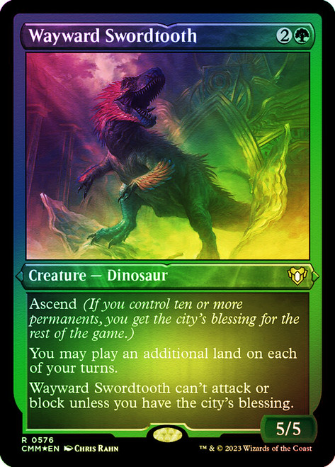 Wayward Swordtooth (Foil Etched)\nCommander Masters - Alternate Foil\nSingle\nMagic The Gathering