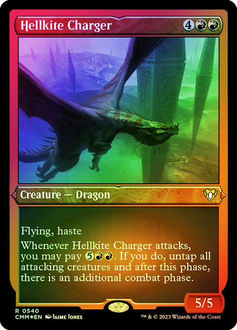 Hellkite Charger (Foil Etched)\nCommander Masters - Alternate Foil\nSingle\nMagic The Gathering