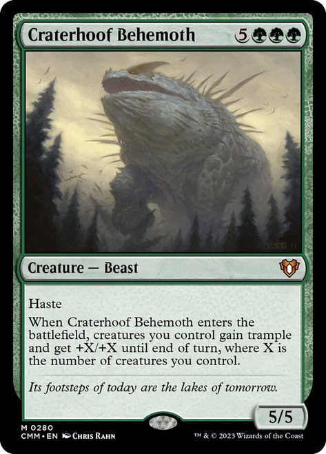 Craterhoof Behemoth\nCommander Masters\nSingle\nMagic The Gathering