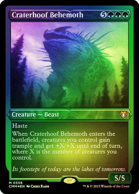Craterhoof Behemoth (Foil Etched)\nCommander Masters - Alternate Foil\nSingle\nMagic The Gathering