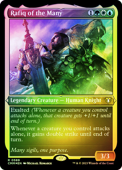 Rafiq of the Many (Foil Etched)\nCommander Masters - Alternate Foil\nSingle\nMagic The Gathering