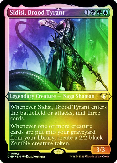 Sidisi, Brood Tyrant (Foil Etched)\nCommander Masters - Alternate Foil\nSingle\nMagic The Gathering