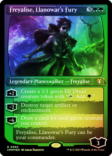 Freyalise, Llanowar's Fury (Foil Etched)\nCommander Masters - Alternate Foil\nSingle\nMagic The Gathering