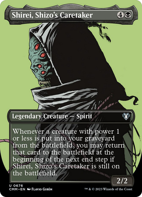 Shirei, Shizo's Caretaker (Borderless)\nCommander Masters - Variants\nSingle\nMagic The Gathering