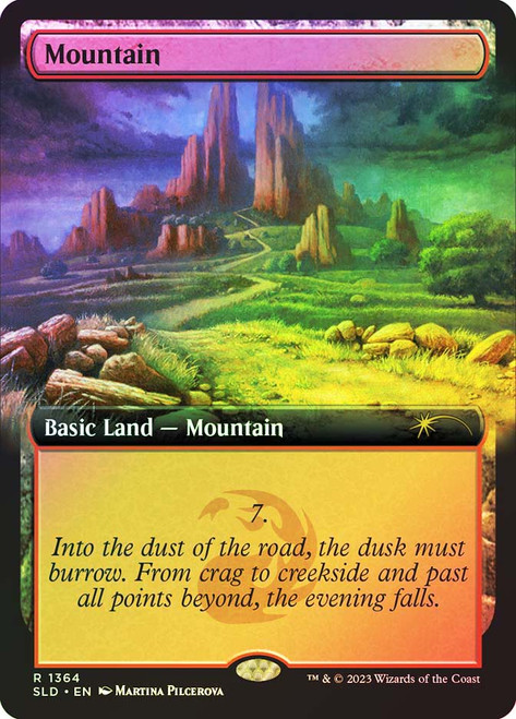Mountain (Secret Lair) (#1364) (Extended Art)\nPromo: General\nSingle\nMagic The Gathering