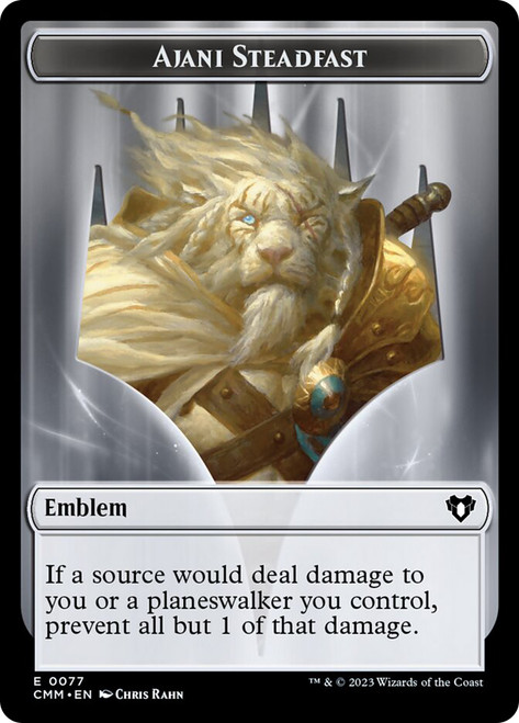 {Ajani Steadfast Emblem} // {Wizard Token}\nCommander Masters\nSingle\nMagic The Gathering