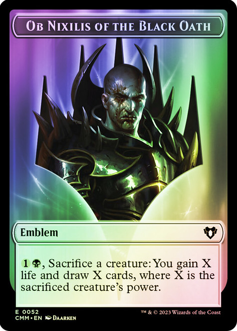 {Ob Nixilis of the Black Oath Emblem} // {Treasure Token}\nCommander Masters\nSingle\nMagic The Gathering