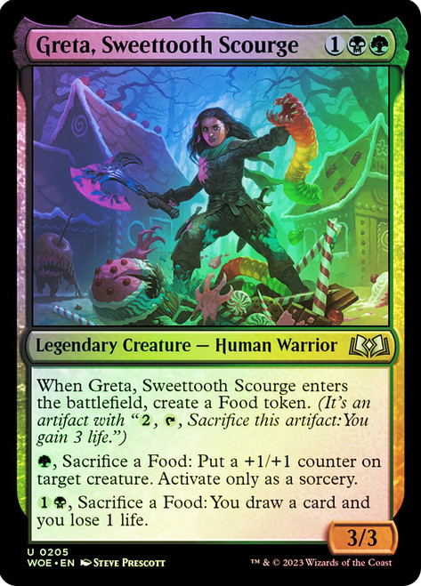 Greta, Sweettooth Scourge\nWilds of Eldraine\nSingle\nMagic The Gathering