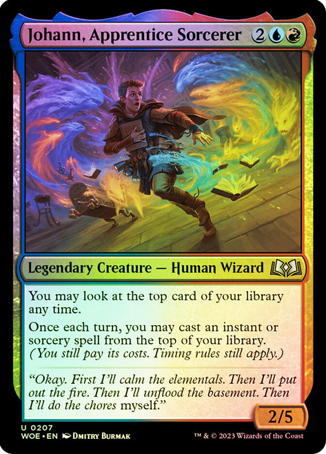 Johann, Apprentice Sorcerer\nWilds of Eldraine\nSingle\nMagic The Gathering