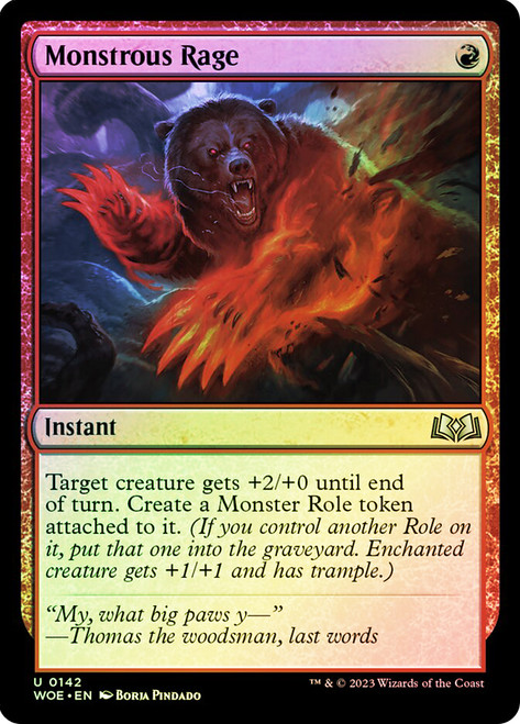 Monstrous Rage\nWilds of Eldraine\nSingle\nMagic The Gathering