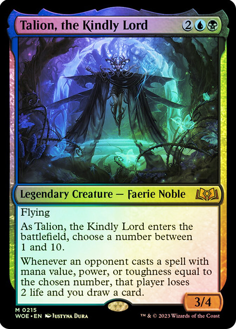 Talion, the Kindly Lord\nWilds of Eldraine\nSingle\nMagic The Gathering