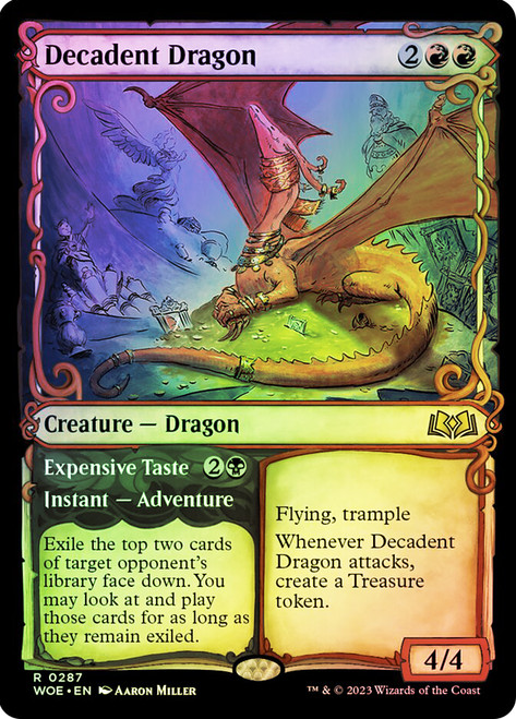 Decadent Dragon // Expensive Taste (Showcase)\nWilds of Eldraine - Variants\nSingle\nMagic The Gathering