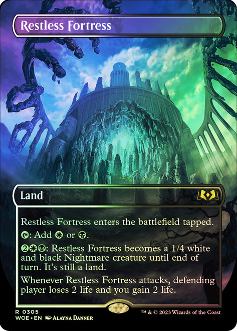 Restless Fortress (Borderless)\nWilds of Eldraine - Variants\nSingle\nMagic The Gathering