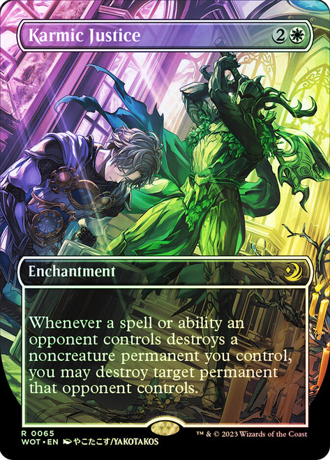 Karmic Justice (#065) (Borderless)\nEnchanting Tales\nSingle\nMagic The Gathering
