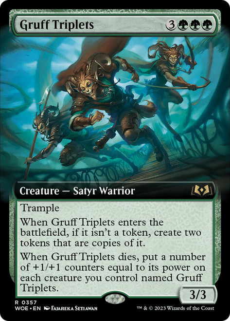 Gruff Triplets (Extended Art)\nWilds of Eldraine - Variants\nSingle\nMagic The Gathering