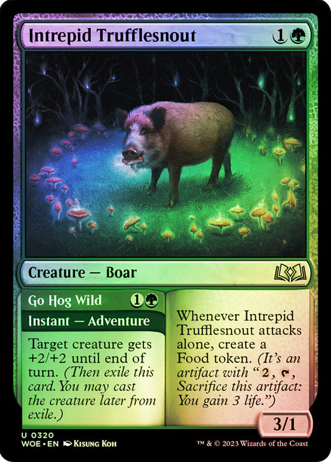 Intrepid Trufflesnout // Go Hog Wild\nWilds of Eldraine\nSingle\nMagic The Gathering