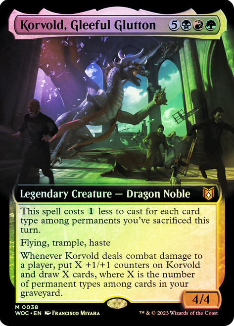 Korvold, Gleeful Glutton (Extended Art)\nWilds of Eldraine Commander - Variants\nSingle\nMagic The Gathering