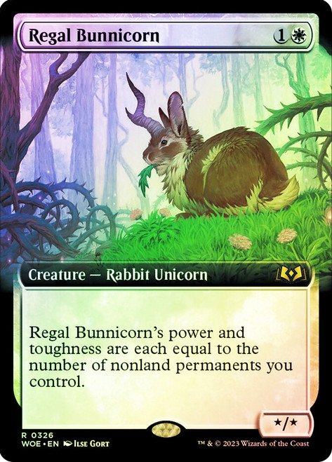Regal Bunnicorn (Extended Art)\nWilds of Eldraine - Variants\nSingle\nMagic The Gathering