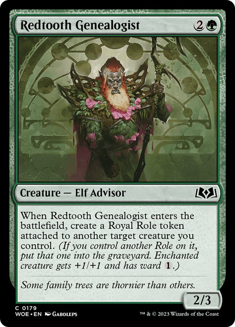 Redtooth Genealogist\nWilds of Eldraine\nSingle\nMagic The Gathering
