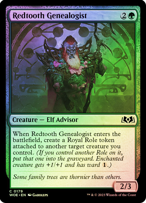 Redtooth Genealogist\nWilds of Eldraine\nSingle\nMagic The Gathering