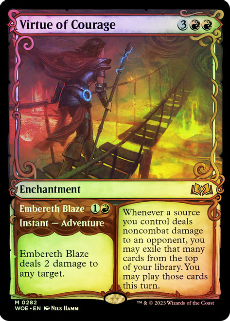 Virtue of Courage // Embereth Blaze (Showcase)\nWilds of Eldraine - Variants\nSingle\nMagic The Gathering