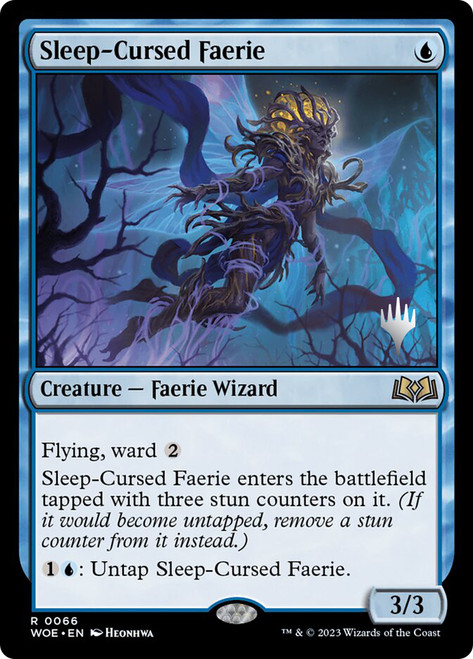 Sleep-Cursed Faerie (Promo Pack) (Wilds of Eldraine)\nPromo: Planeswalker Stamped\nSingle\nMagic The Gathering