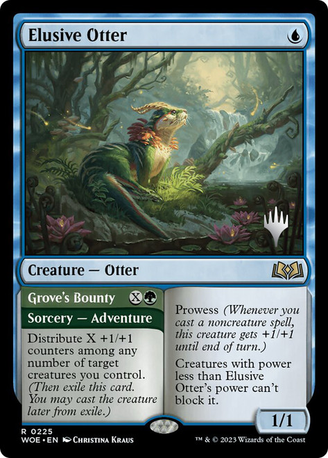 Elusive Otter // Grove's Bounty (Promo Pack) (Wilds of Eldraine)\nPromo: Planeswalker Stamped\nSingle\nMagic The Gathering