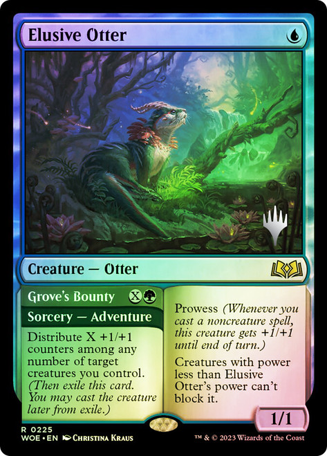 Elusive Otter // Grove's Bounty (Promo Pack) (Wilds of Eldraine)\nPromo: Planeswalker Stamped\nSingle\nMagic The Gathering