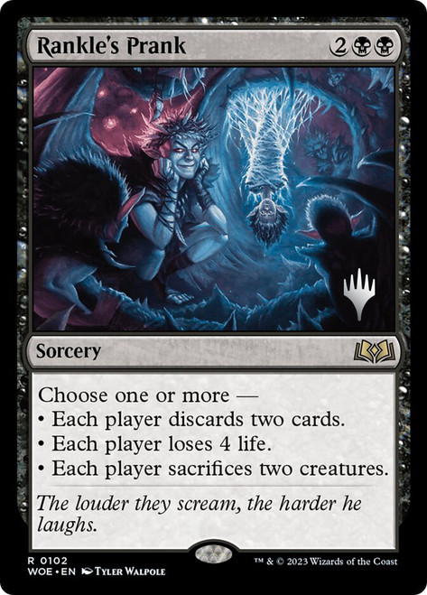 Rankle's Prank (Promo Pack) (Wilds of Eldraine)\nPromo: Planeswalker Stamped\nSingle\nMagic The Gathering
