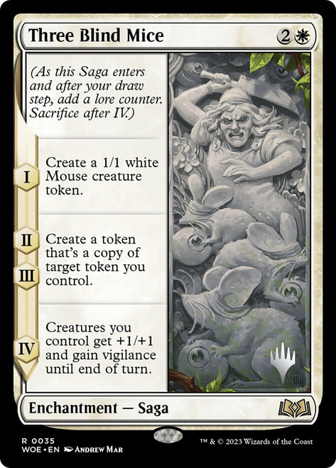 Three Blind Mice (Promo Pack) (Wilds of Eldraine)\nPromo: Planeswalker Stamped\nSingle\nMagic The Gathering