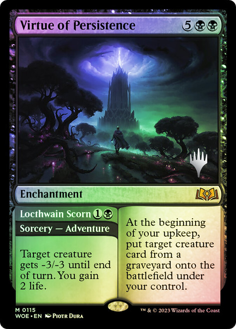 Virtue of Persistence // Locthwain Scorn (Promo Pack) (Wilds of Eldraine)\nPromo: Planeswalker Stamped\nSingle\nMagic The Gathering