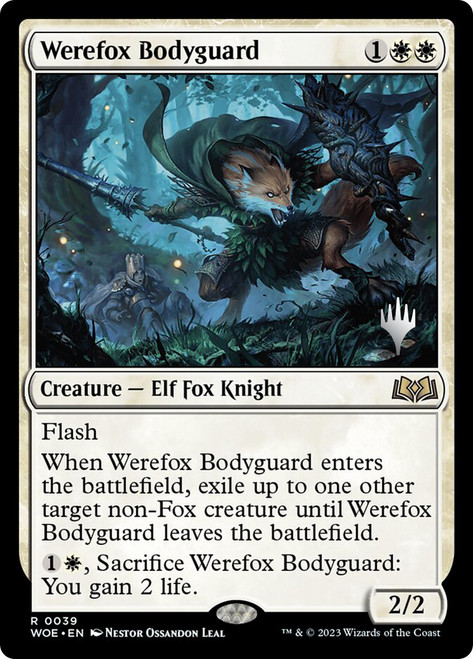 Werefox Bodyguard (Promo Pack) (Wilds of Eldraine)\nPromo: Planeswalker Stamped\nSingle\nMagic The Gathering
