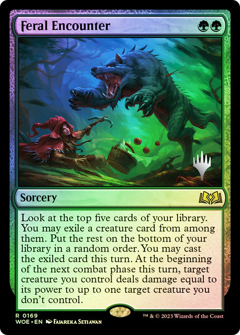 Feral Encounter (Promo Pack) (Wilds of Eldraine)\nPromo: Planeswalker Stamped\nSingle\nMagic The Gathering