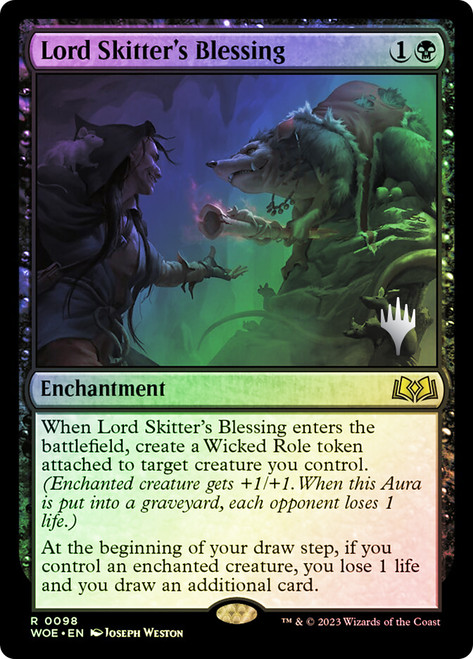 Lord Skitter's Blessing (Promo Pack) (Wilds of Eldraine)\nPromo: Planeswalker Stamped\nSingle\nMagic The Gathering