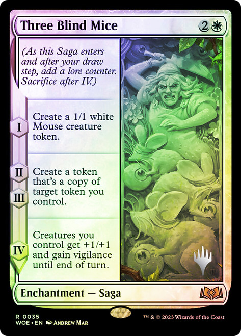 Three Blind Mice (Promo Pack) (Wilds of Eldraine)\nPromo: Planeswalker Stamped\nSingle\nMagic The Gathering
