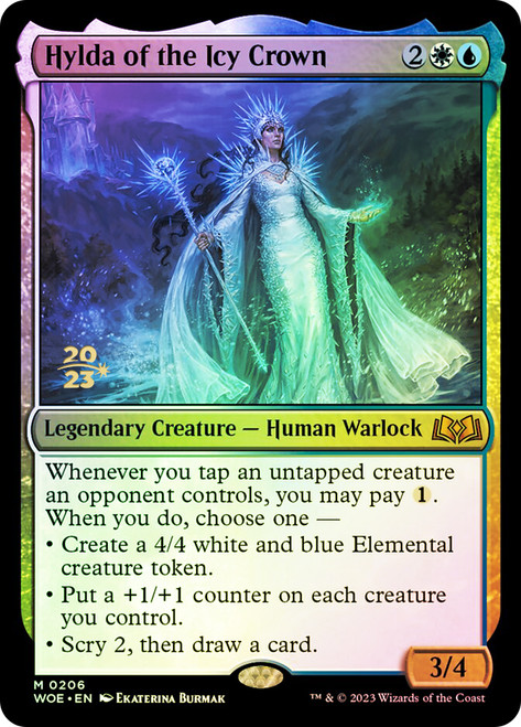 Hylda of the Icy Crown (Prerelease) (Wilds of Eldraine)\nPromo: Date Stamped\nSingle\nMagic The Gathering