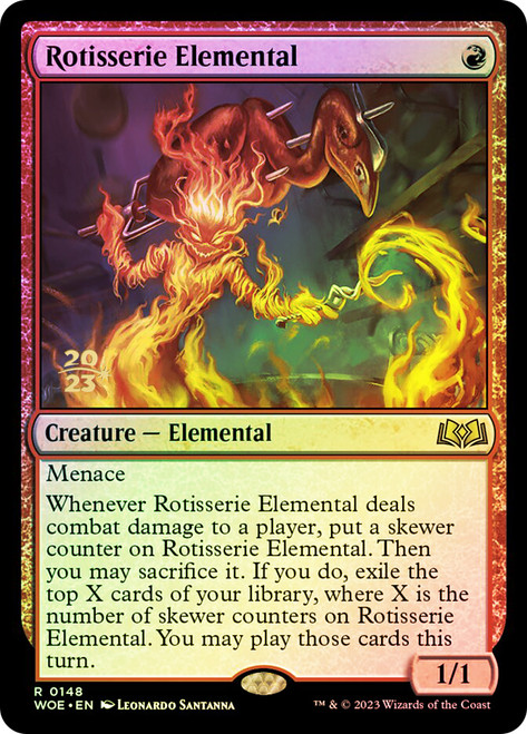 Rotisserie Elemental (Prerelease) (Wilds of Eldraine)\nPromo: Date Stamped\nSingle\nMagic The Gathering