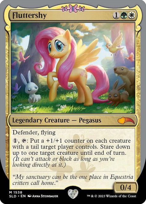 Fluttershy (Secret Lair) (Ponies: The Galloping) (Not Tournament Legal)\nPromo: General\nSingle\nMagic The Gathering