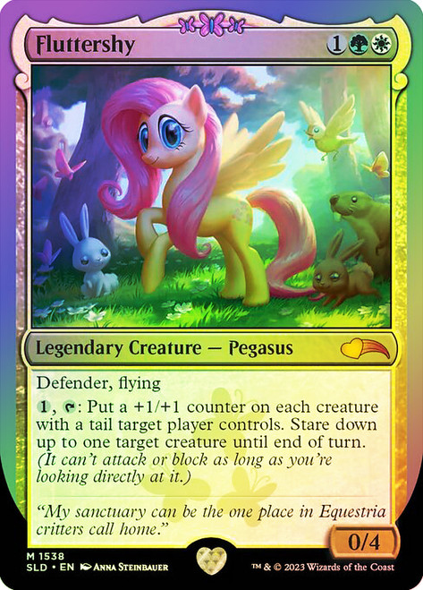 Fluttershy (Secret Lair) (Ponies: The Galloping) (Not Tournament Legal)\nPromo: General\nSingle\nMagic The Gathering