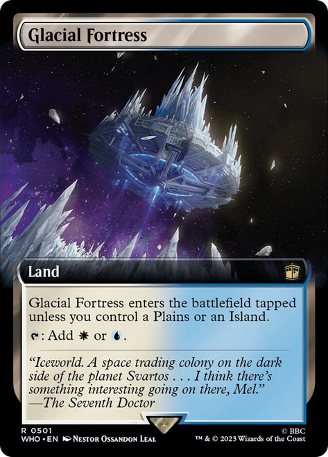 Glacial Fortress (Extended Art)\nDoctor Who Commander - Variants\nSingle\nMagic The Gathering