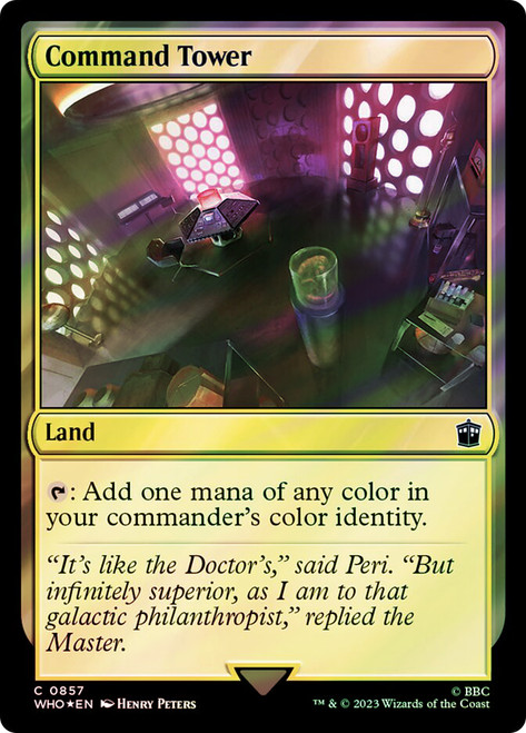 Command Tower (#857) (Surge Foil)\nDoctor Who Commander - Alternate Foil\nSingle\nMagic The Gathering