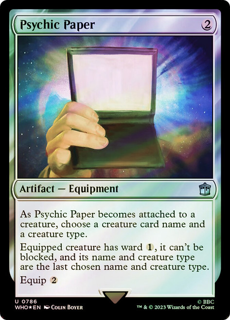 Psychic Paper (Surge Foil)\nDoctor Who Commander - Alternate Foil\nSingle\nMagic The Gathering