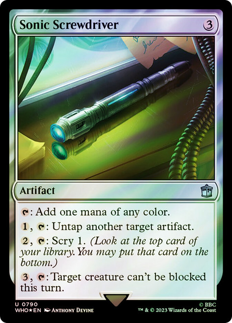 Sonic Screwdriver (#790) (Surge Foil)\nDoctor Who Commander - Alternate Foil\nSingle\nMagic The Gathering