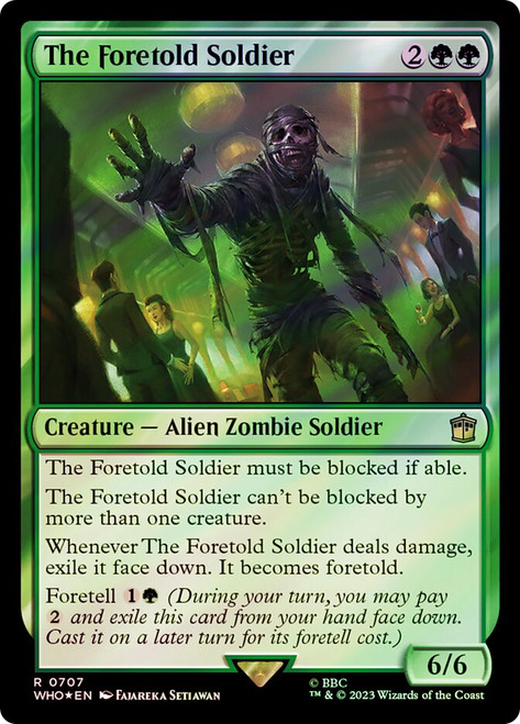 The Foretold Soldier (Surge Foil)\nDoctor Who Commander - Alternate Foil\nSingle\nMagic The Gathering