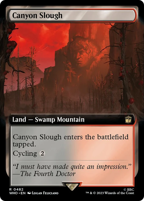 Canyon Slough (Extended Art)\nDoctor Who Commander - Variants\nSingle\nMagic The Gathering
