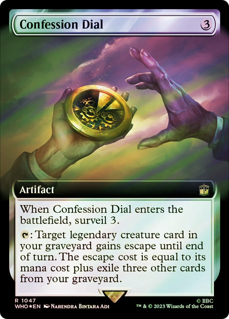 Confession Dial (Extended Art) (Surge Foil)\nDoctor Who Commander - Alternate Foil Variants\nSingle\nMagic The Gathering