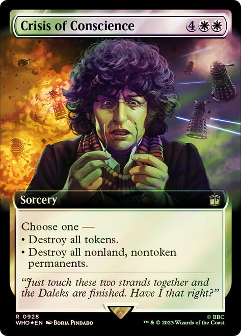 Crisis of Conscience (Extended Art) (Surge Foil)\nDoctor Who Commander - Alternate Foil Variants\nSingle\nMagic The Gathering